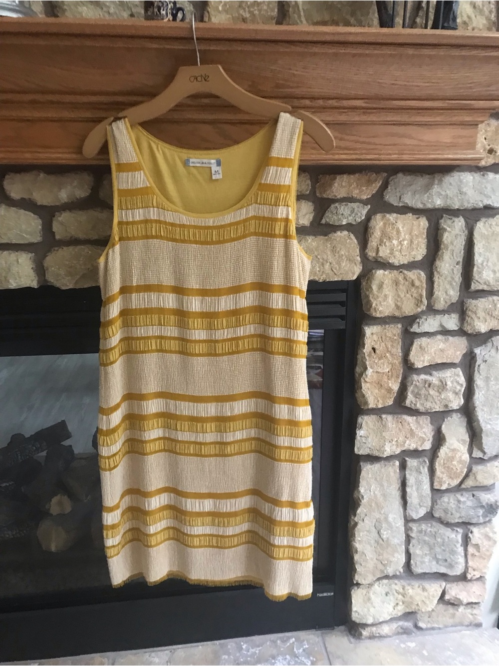 Chelsea & Violet Striped Knit Tank Dress in Yellow and Cream